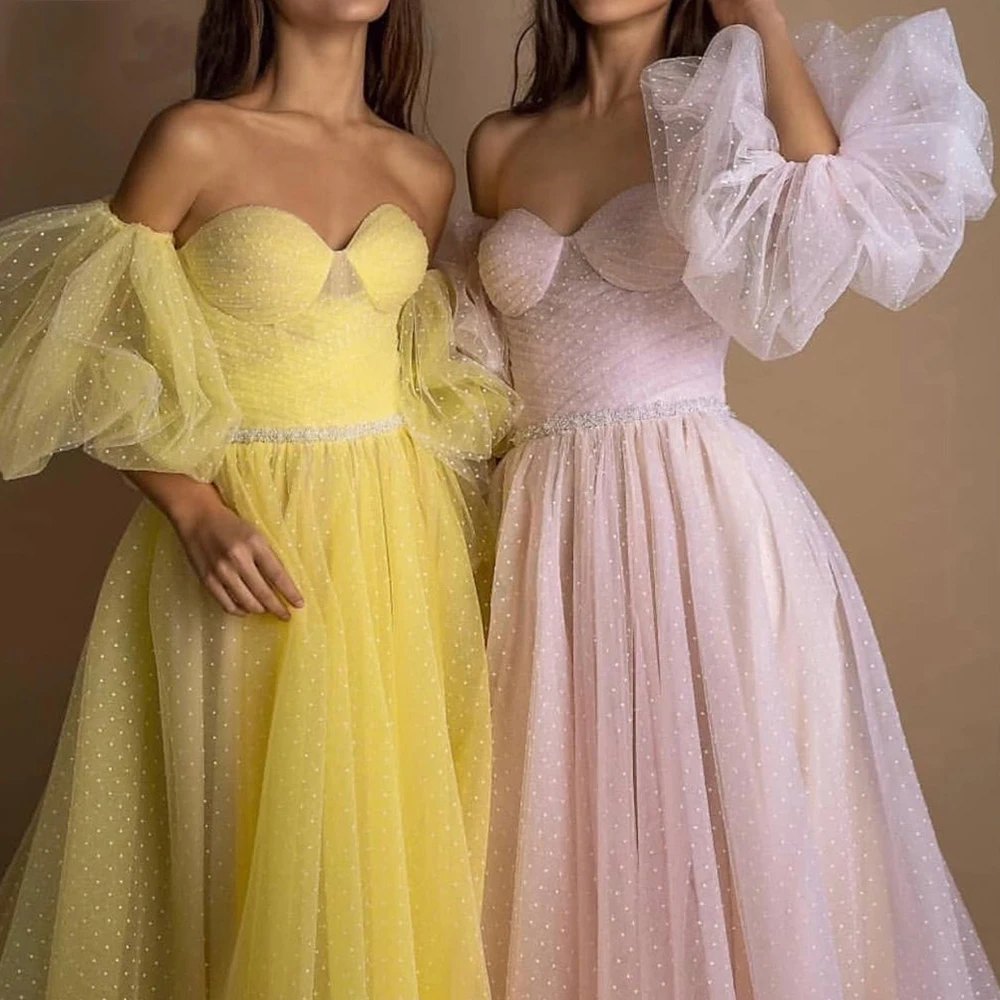 BEPEITHY Sweetheart Pink Long Evening Dress Party Elegant 2021 Robe De Soiree Detachable Sleeves Yellow Prom Dresses With Belt green evening gown