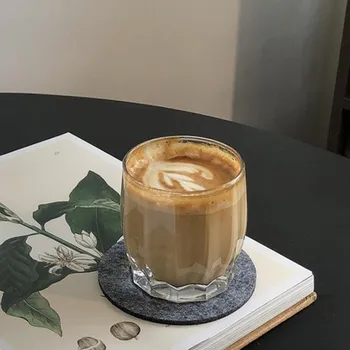 

Cutelife Korean Style Ins Coffee Cup Glass Cold Water Cup Milkshake Glass Ice American Latte Glass Soda Cup Drinking Shot Glass