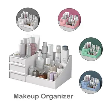 

Plastic Makeup Organizer Jewelry Box Cosmetic Organizer Three Layers Makeup Box Lipstick & Nail Polish Organizer with 2 Drawer