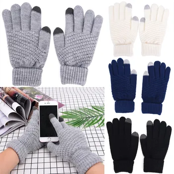 

High Quality Men Knitted Gloves Winter Touch Screen Male Thicken Warm Wool Cashmere Solid Gloves Men Mitten Business Autumn