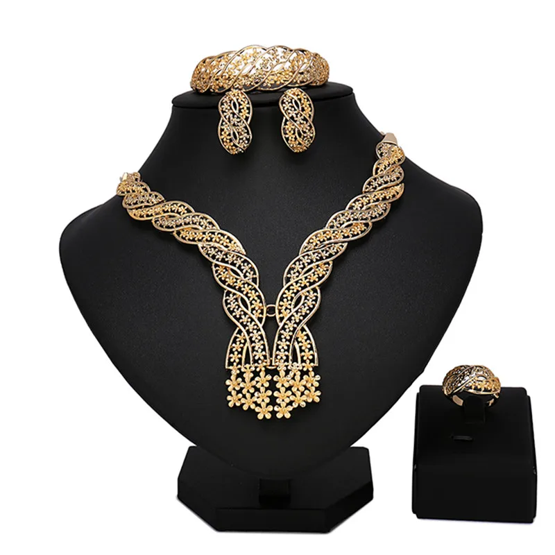 Longqu Fashion African Beads Wedding Jewelry Sets Wholesale Dubai Gold