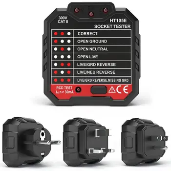 

HT105 Digital Display Plug in Socket Voltage Outlet Tester Electric Fault Checker Advanced Circuit Line Wall Plug Finder