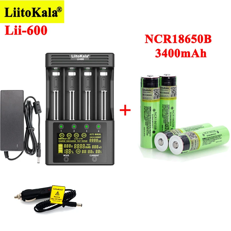 Liitokala バッテリー充電器Lii 600,3.7v,18650 21700 26650 v,aa,aaa,nimh  ncr18650b,1.2 mah,充電式バッテリー用|交換電池| - AliExpress