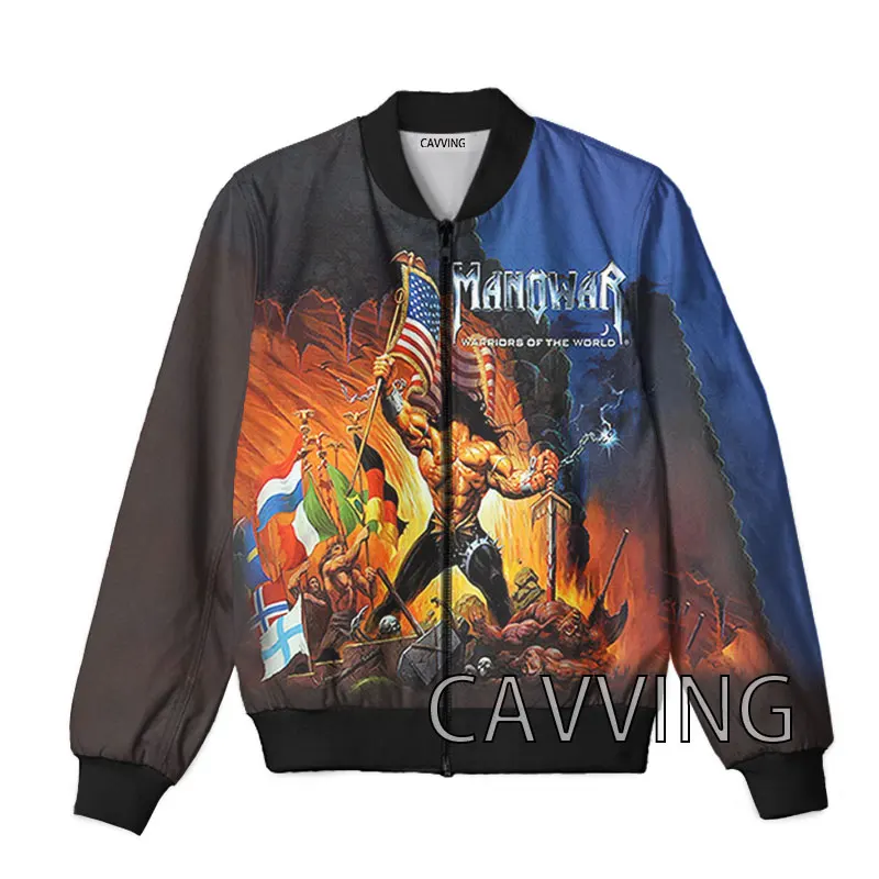 New Fashion Women/Men's 3D Print  Manowar Band Zipper Bomber Jackets Men Overcoat Mens Coat Zip Up Jackets 5