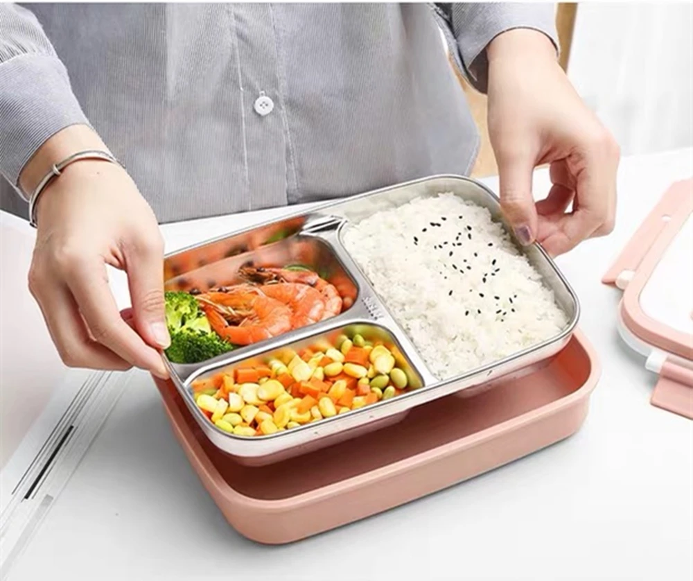 Stainless Steel 304 Lunch Box With Spoon Leak-proof Lunch Bento Boxes Dinnerware Set Adult Children Food Container (13)