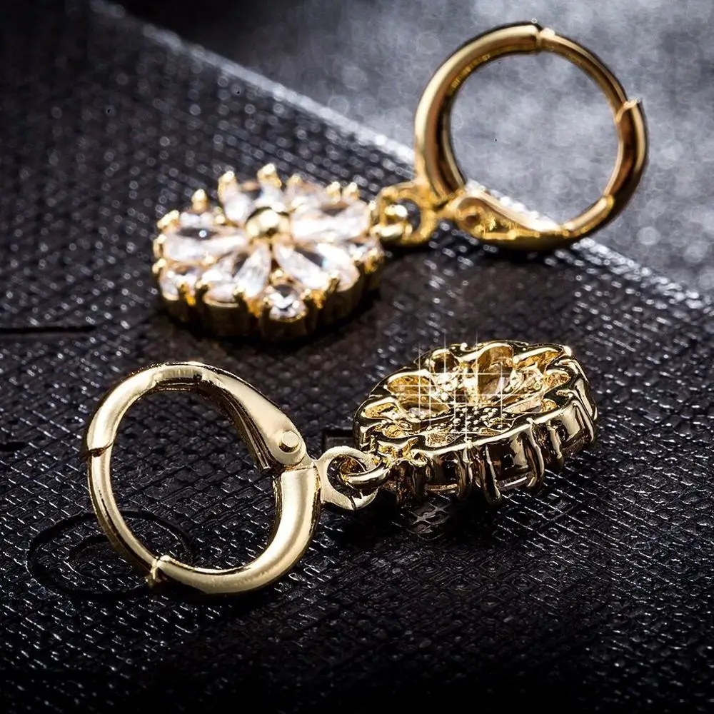 MxGxFam новые серьги подвески с цирконами для женщин золотого цвета 18 k AAA + CZ модные