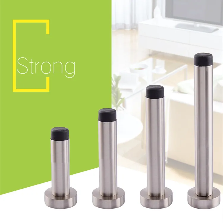 

Stainless steel Sliver Wall Mounted Door Stop Stopper Rubber Holder Catch Floor Fitting With Screws For Bedroom Family Home