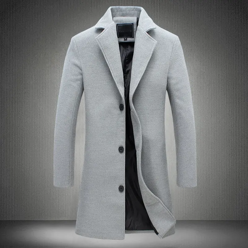 MRMT Брендовые мужские куртки, длинные одноцветные однобортные пальто, повседневное пальто для мужчин, верхняя одежда - Цвет: Серый