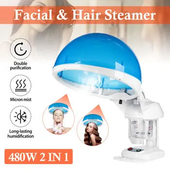

2 In 1 Facial & Hair Steamer 480W Professional PTC Heating Plate Salon Home Face Hair Moisture Steamer US Plug / EU Plug