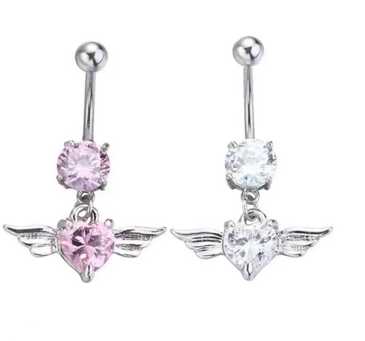 

Bright Gem Heart Belly Piercing Ombligo Bijoux Belly Button Rings Belly Piercing Nombril Navel Ring Wing Earring Body Jewelry