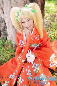 

Japan Game Danganronpa2 Saionji Hiyoko Kimono Dress for Women Cosplay Costume with Headdress