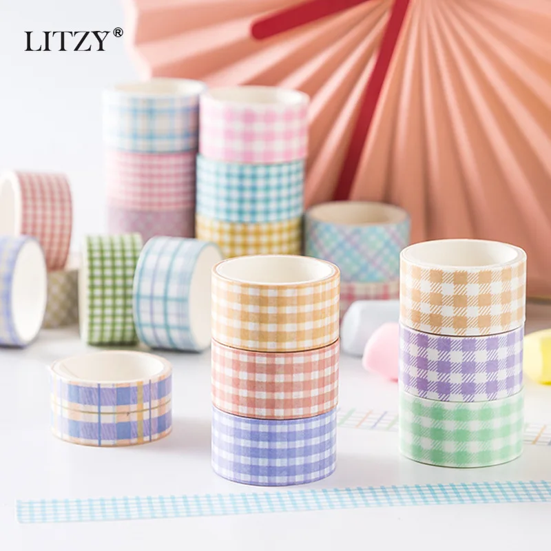 

LITZY 4pcs/lot Grid Washi Tape Set Simple Basic Journal Masking Tape Bullet Scrapbooking Dec Stickers School Stationery Supplies