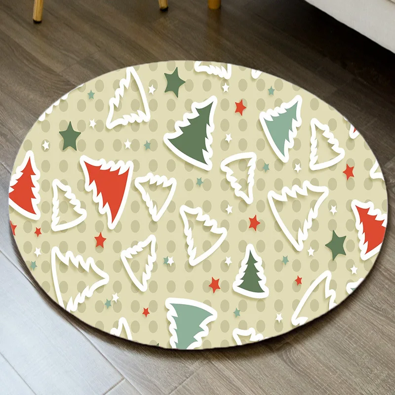 Merry Christmas Santa Snowman Carpet Party Decor Children Play Mat Round Flannel Area Rug Xmas 3D Chair Mat Living Room Carpets