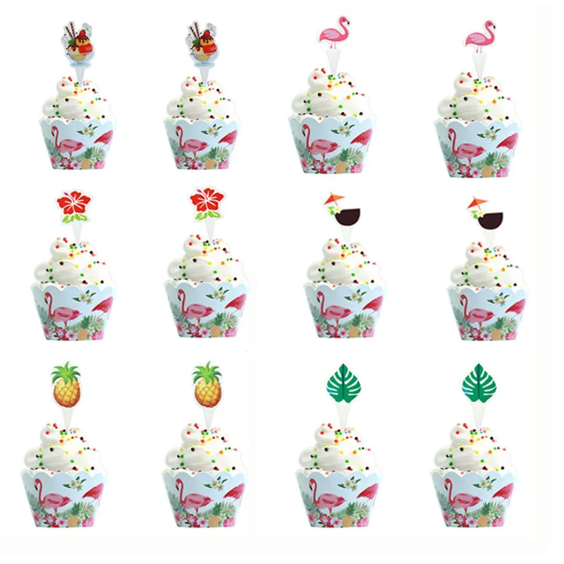 12 наборов животных джунглей обертки для кексов Торт Топперы вставка Фламинго пончик День рождения Дети мальчик пользу украшения поставки