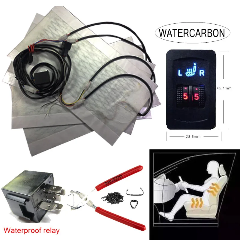 

WATERCARBON Premium Heated Seat Kits for Two Seats -5 Dial Setting Kit for Two Seats 100 Hog Ring Pliers