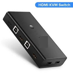 Commutateur KVM VGA à 2 ports USB 4K, boîte de séparation pour le partage de clavier et de souris d'imprimante, commutateur KVM 
