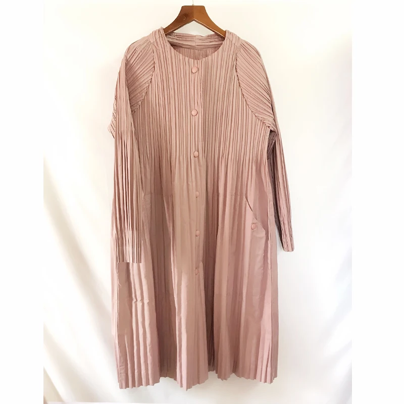 Changpleat осенний Женский Тренч Miyak плиссированный модный однотонный длинный рукав свободный большой размер однобортные пальто Tide T970