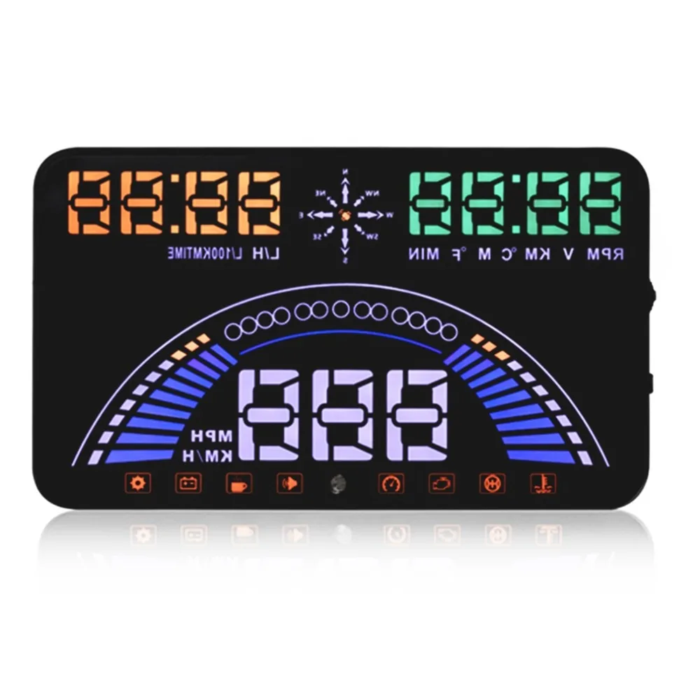 S7 OBD+ gps двух-режим головой вверх Дисплей большой выбор цветов-Функция 5,8 дюймов безопасности Plug& Play HUD с Скорость ometer и Скорость Предупреждение