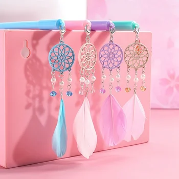 

1Pc Cute Dreamcatcher Gel Pens Creative Feather Pens Kawaii Pendant Neutral Pen for Kids Gift School office Supplies Stationery