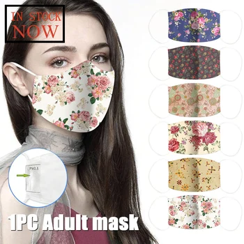 

Men Women Flower Print Reusable Breathable Safe Protection Mask Dust Mouth Cover Washable Fashion Mouth Mask Mascarillas