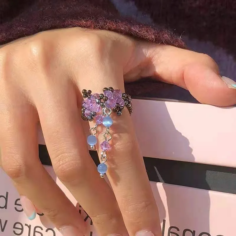 Женское Винтажное кольцо в Корейском стиле с подвеской виде банта украшенное