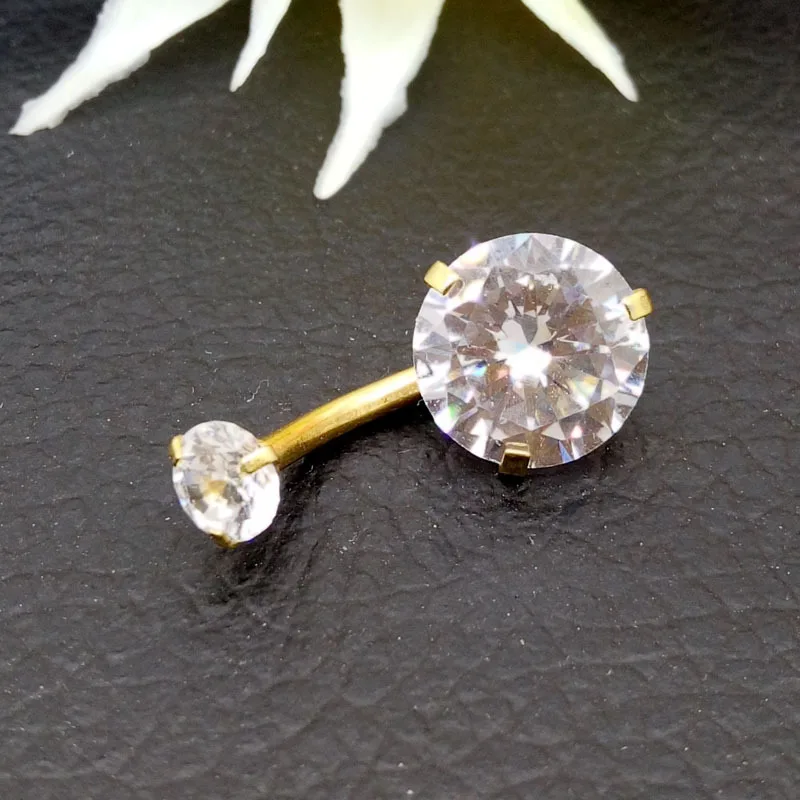 

Piercing Jewelry Umbilical Ring Thick Needle Short Needle Belly Button shuang tou zuan Zircon Stomach Navel Stud Belly Button Ri