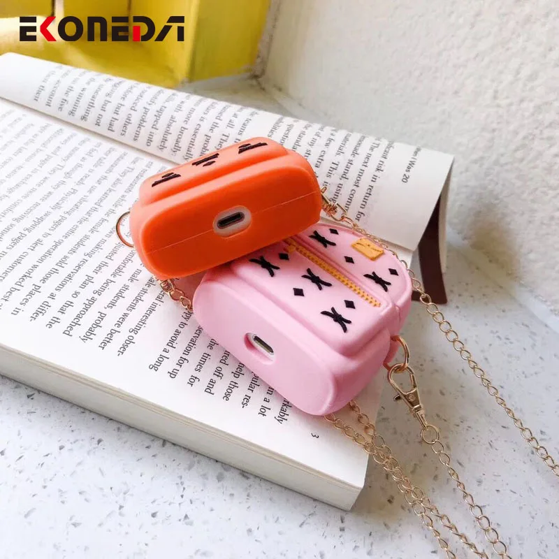 EKONEDA милый чехол на цепочке для Airpods чехол силиконовый защитный чехол для девочки для Airpods 1 2 Чехол