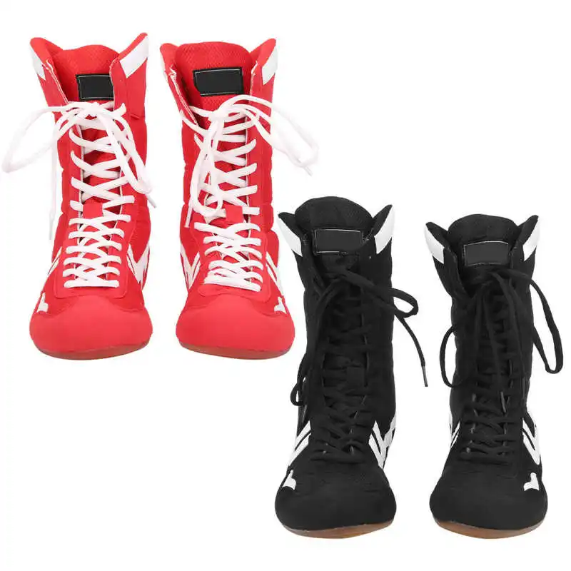 Professional Wrestling Shoes Non-Slip Imitation Tendon Sole Boxing Shoes High-top Ankle Martial Arts Taekwondo