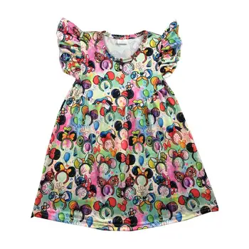 

new model girl dress fashion mouse bow love pattern pearl dress summer