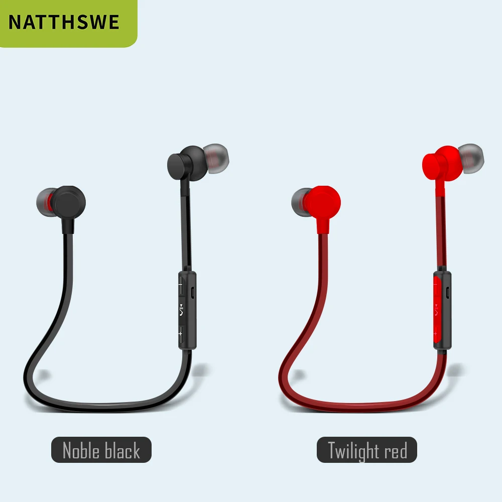 NATTHSWE Bluetooth наушники беспроводные магнитные с микрофоном стерео легкие