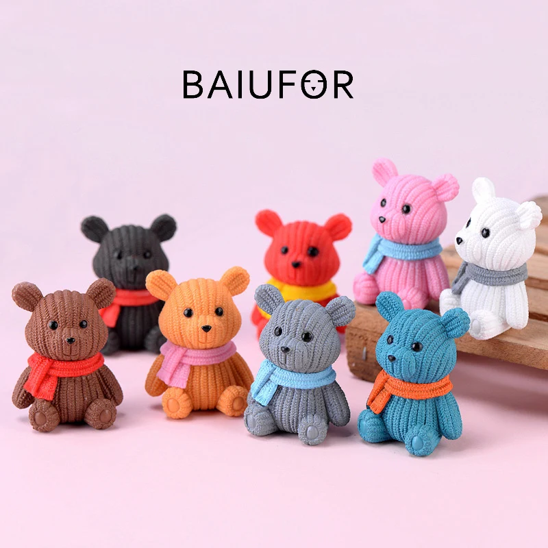 

BAIUFOR Miniature, Wool Bear, Bouquet bear, Fairy Garden Decor, DIY Terrarium Accessories Figurines for Home Decor, Children Toy