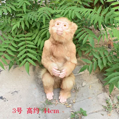 Реальная жизнь игрушечная обезьянка Модель около 44x40 см Жесткая модель полиэтилен и меха коричневая обезяна реквизит, домашний сад украшения подарок s1649