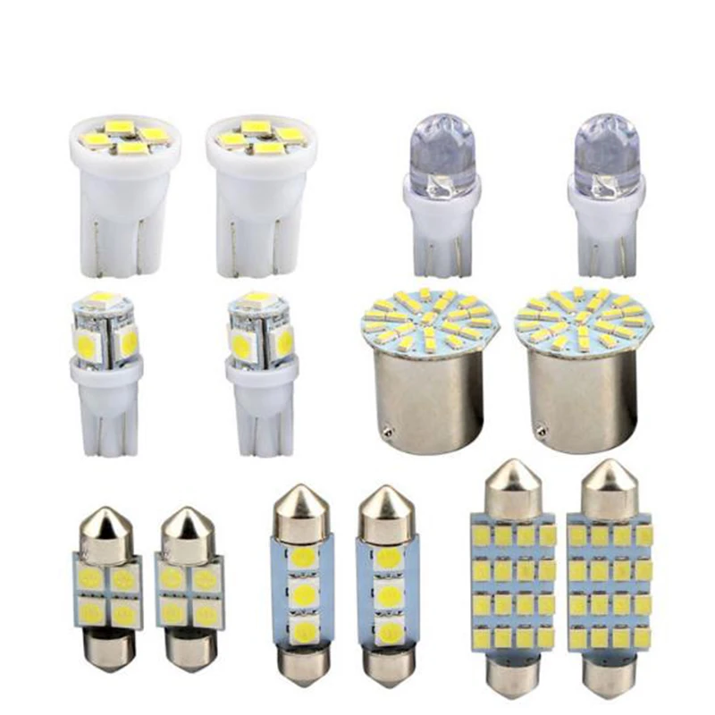

14Pcs White LED Lamp Interior Light Package Kit T10 36mm Car Auto Interior Map Dome License Plate Replacement White Lamp Set