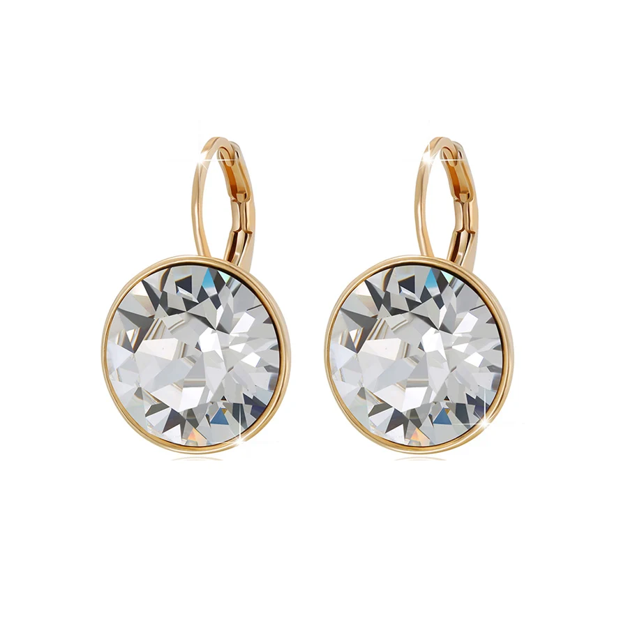 Gold Clear Мода bella дизайн кольцо для пирсинга серьги сделаны с австрийским кристаллом для женщин Свадебные украшения Аксессуары лучший рождественский подарок - Окраска металла: Gold Clear