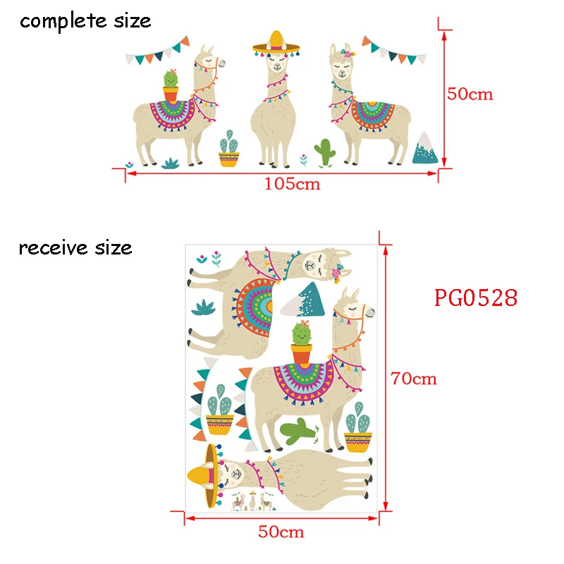 Мультфильм лама животные Индийский стиль Alpacas настенные наклейки для детской комнаты детский Декор стены Искусство украшения дома аксессуары