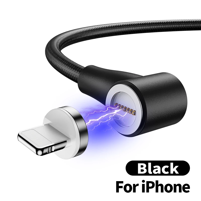 Oppselve Магнитный зарядный кабель Micro USB кабель для iPhone 11 Pro XS XR X huawei Xiaomi samsung Магнит usb type C кабель для зарядки - Цвет: Black iOS Cable