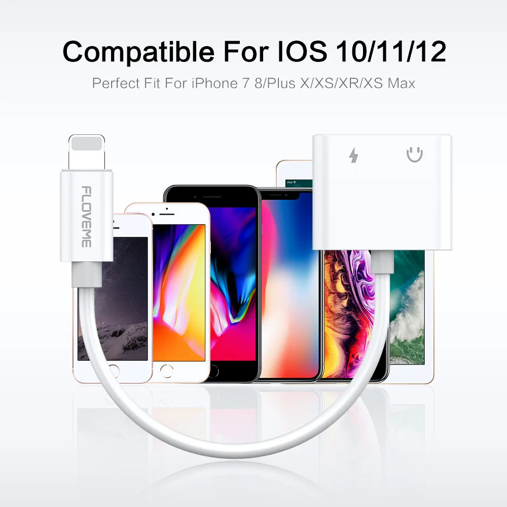 3,5 мм Aux аудио адаптер для iPhone 7 8 Plus X XR XS MAX Зарядка Зарядное устройство 3,5 мм разъем для наушников Наушники Adpater