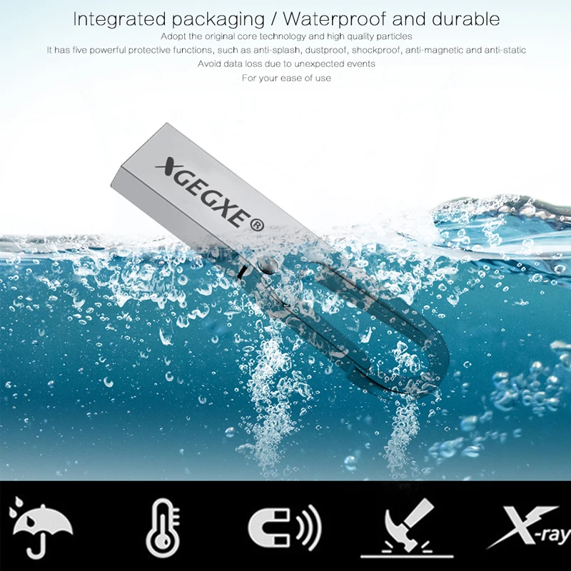 XGEGXE 32 ГБ USB флэш накопитель металлический Флешка 4 8 16 64 Гб 128 брелок для ноутбука ПК
