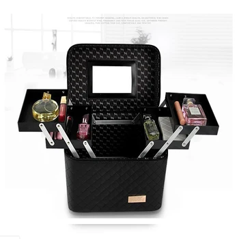 

Manufacturers Direct Selling Hand Double Deck Pallet Cosmetic Case Travel Supplies Simple Makeup Storage Box Cosmetic Bag Wholes