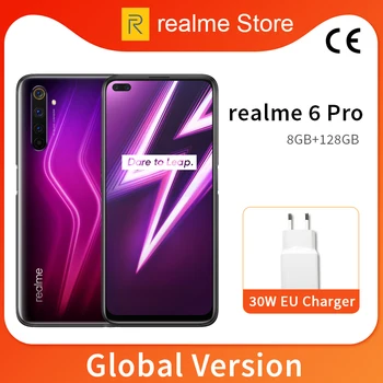 

Global Version realme 6 Pro 8GB 128GB 6.6'' 90Hz Fullscreen Snapdragon 720G Octa Core 64MP AI Quad Camera NFC