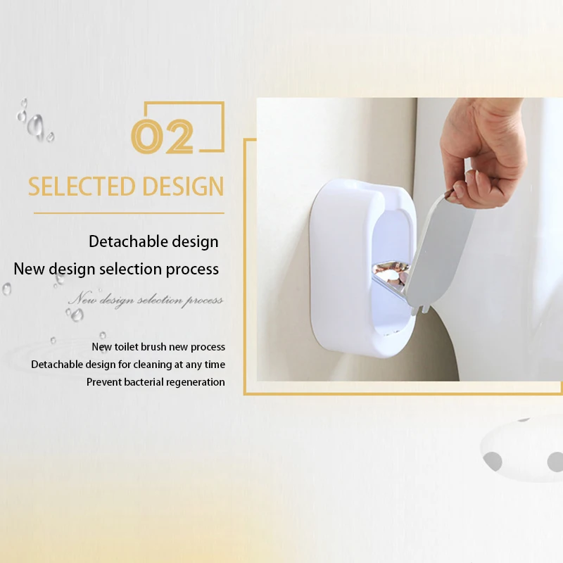 For Household Hotels Supplies Stylish Adhesive Brush Set Removable Wall-Mounted Toilet Brush Set