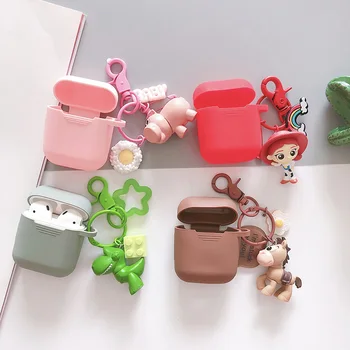 

For AirPods Case Cute Cartoon Toy Story Silicone Earphone Cases For Apple Airpods 2 Accessories Protective Cover Doll Key Ring