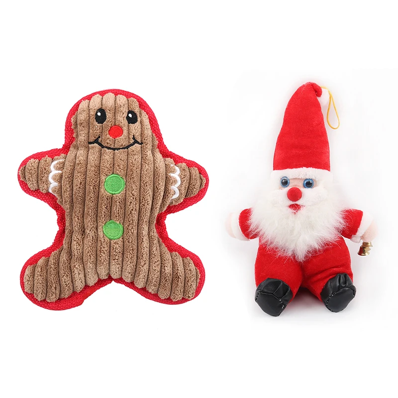 Santa Clause Dog Squeaky Toys Christmas Plush Toys For Small Dogs Chew