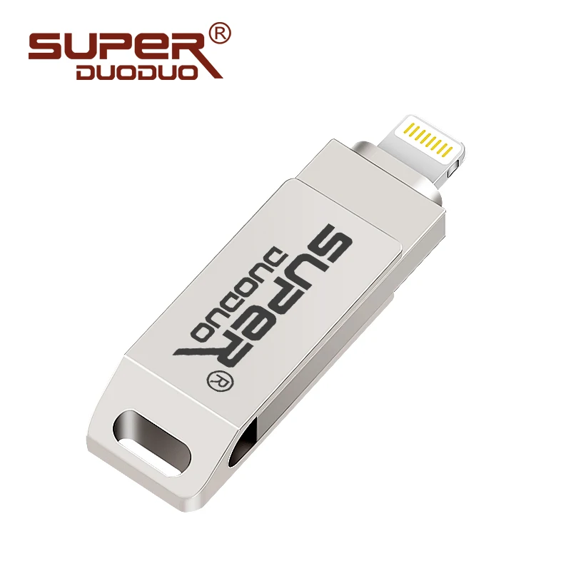 USB флэш-накопитель для iPhone X/8/7/7 Plus/6 Plus/6s/5/SE/ipad металлический флэш-накопитель HD флеш-накопитель 8 Гб оперативной памяти, 16 Гб встроенной памяти, 32 ГБ, 64 ГБ, 128 ГБ флэш-накопитель usb 2,0
