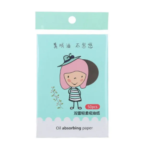 A1-Green 50pcs Средство для ухода за лицом, пленка для контроля масла, промокающая бумага, освежающее масло, поглощающие листы - Количество: A1-Green 50pcs