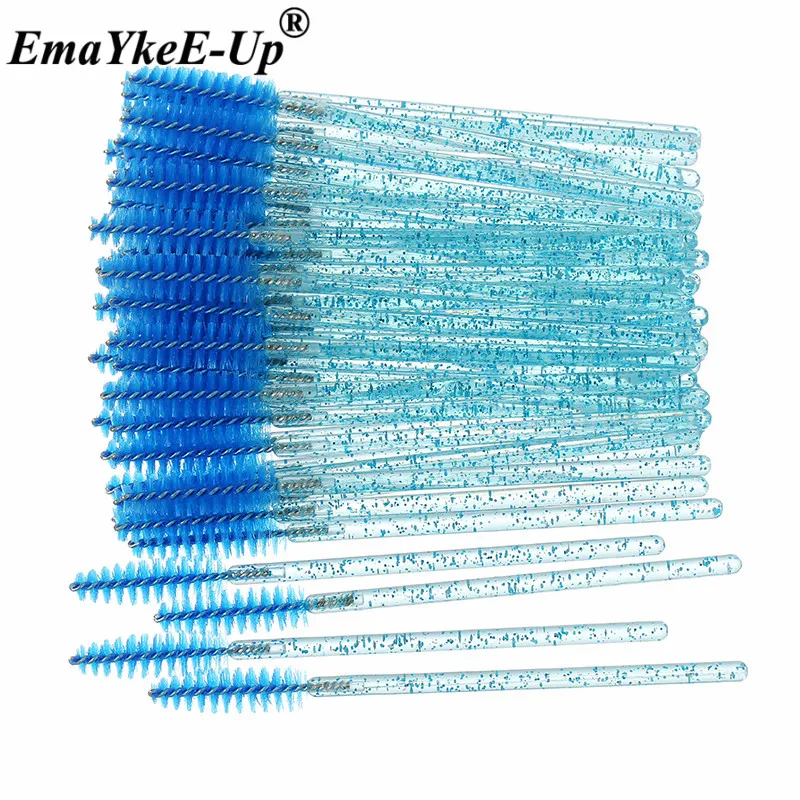 Crystal Blue 50 шт Женские Модные кисти для ресниц, одноразовые кисти для макияжа, Хрустальные кисти для бровей/ресниц/туши для ресниц, кисти для ресниц - Цвет: Crystal Blue