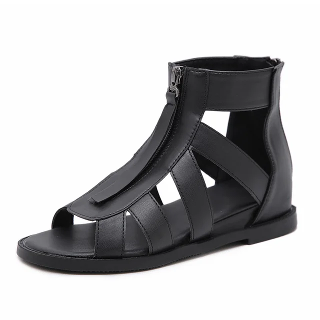 black leather wedge shoes