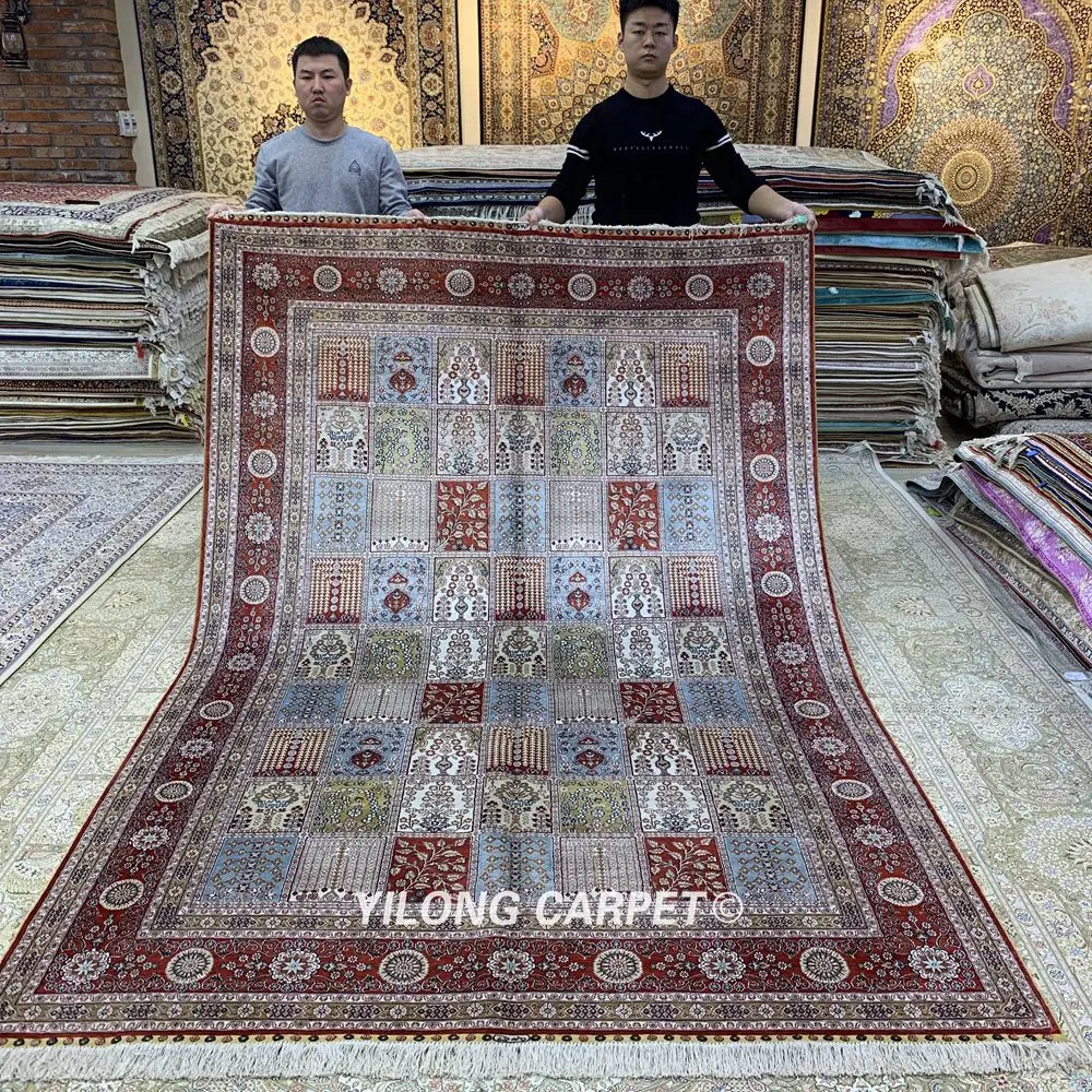 Yilong 6'x9' сад дизайн Кашмир ковер ручной работы персидские шелковые ковры (HF369H)