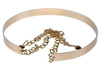 

New Golden Sweet Simply Designed Metal Chain Waist Belt For Women Wide 2cm