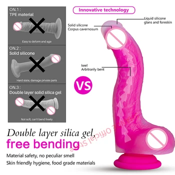 SHANDE Big Dildo Suction Cup Realistic Penis Soft Long Dildos for Women Silicone Huge Dick Female Adult Sex Toys Built-in Keel 3